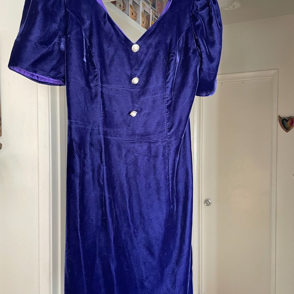 Vintage 90s Purple Velvet Cocktail Dress